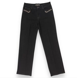 SEVENTEEN Black Straight Leg Jeans Embroidered Pockets